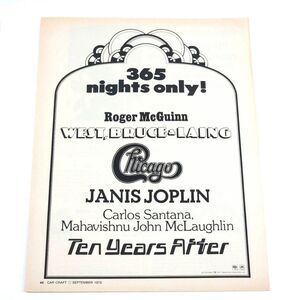 Vintage Janis Joplin Chicago Concert B&W Print Ad Promo Art 1973 Car Craft Mag